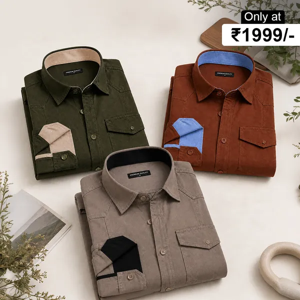 Pack_Of_3_Cargo_Style_Khaki_Bottle_Green_Brown_Shirt