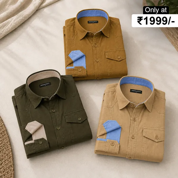 Pack_Of_3_Cargo_Style_Beige_Mehendi_Bottle_Green_Shirt