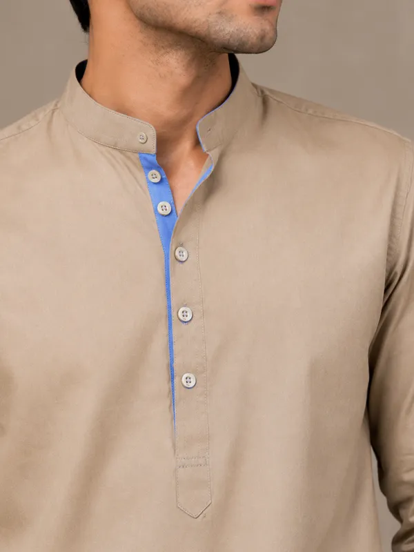 Cream_Short_Cargo_Kurta_For_Men