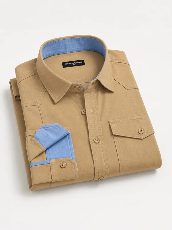 New_Pack_Of_2_Cargo_Style_Olive_Cream_Shirt
