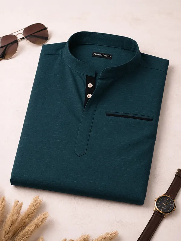Pack_Of_2_Urban_Fit_Royal_Blue_Rose_Gold_Short_Linen_Kurta_For_Men