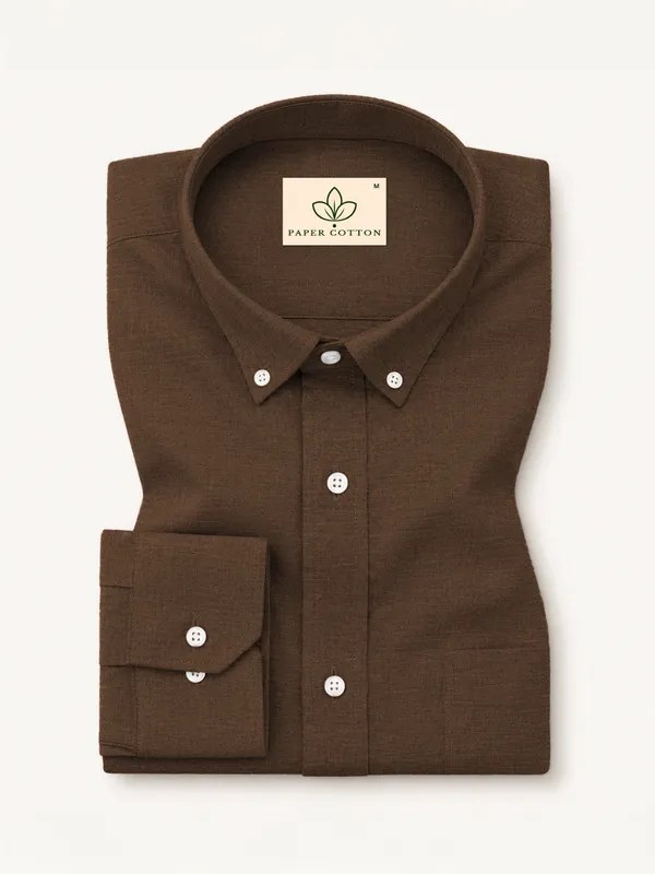 Dark_Brown_Down_Button_Casual_Linen_Shirt
