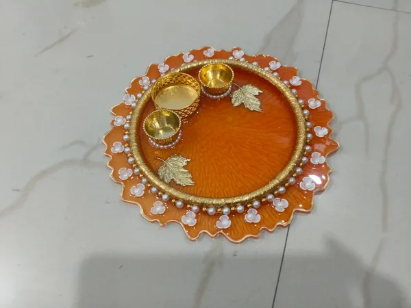 Orange_Traditional_Floral_Pooja_Thali_Set