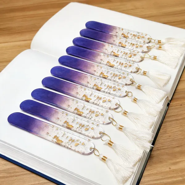 Purple_Transparent_Decorative_Bookmark_With_Tassel_Set_Of_10