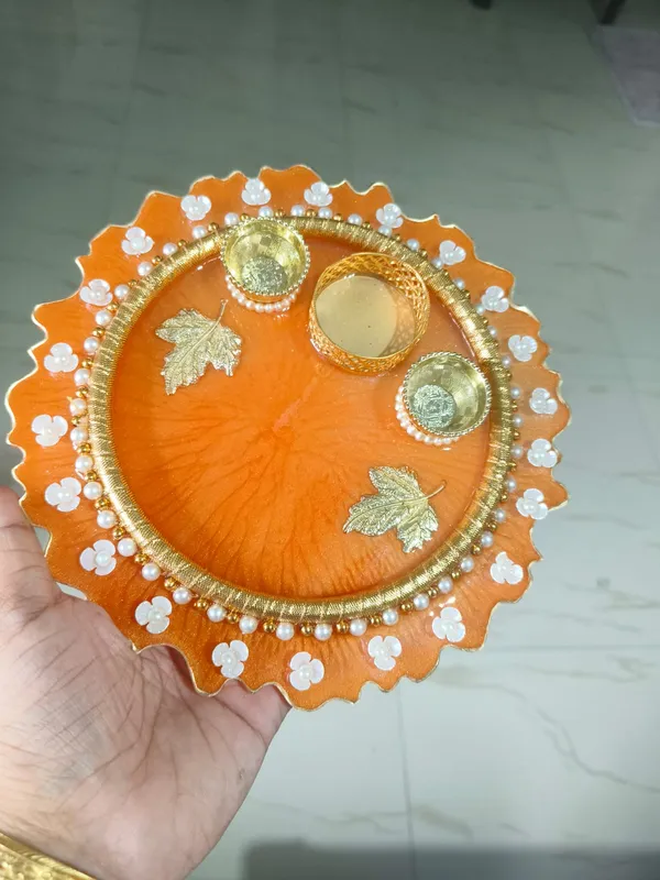 Orange_Traditional_Floral_Pooja_Thali_Set