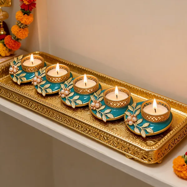 Metal_Festive_Floral_Tealight_Candle_Holder_Set_Of_5