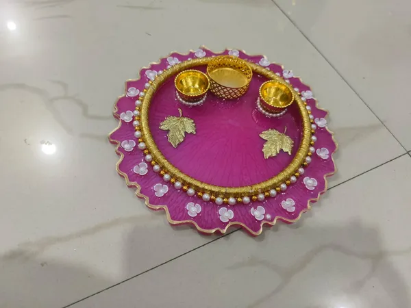 Pink_Floral_Decorative_Pooja_Thali_Set