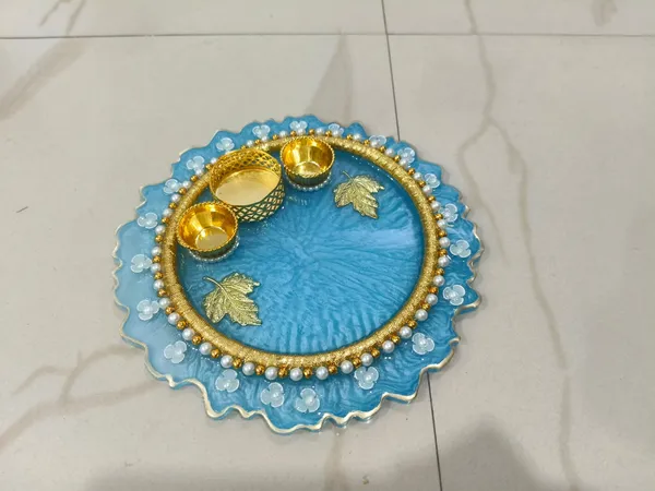 Blue_Decorative_Floral_Pooja_Thali_Set