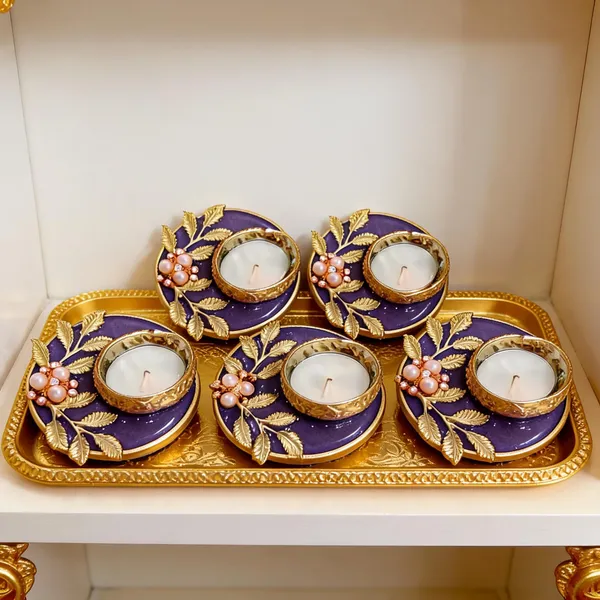 Metal_Festive_Floral_Design_Diya_Set_Set_Of_5