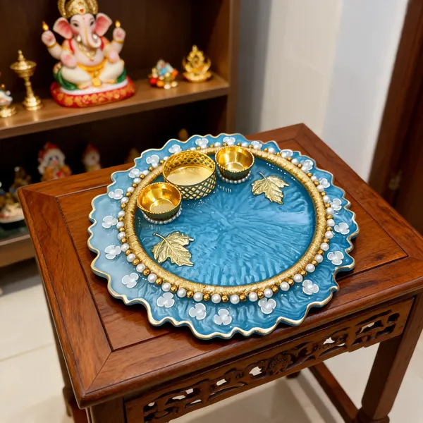 Blue_Decorative_Floral_Pooja_Thali_Set