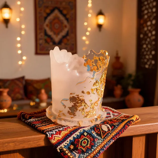Resin_Decorative_Gold_Flake_Candle_Holder