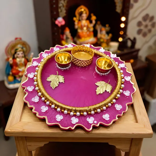 Pink_Floral_Decorative_Pooja_Thali_Set