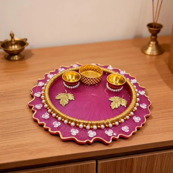 Pink_Floral_Decorative_Pooja_Thali_Set