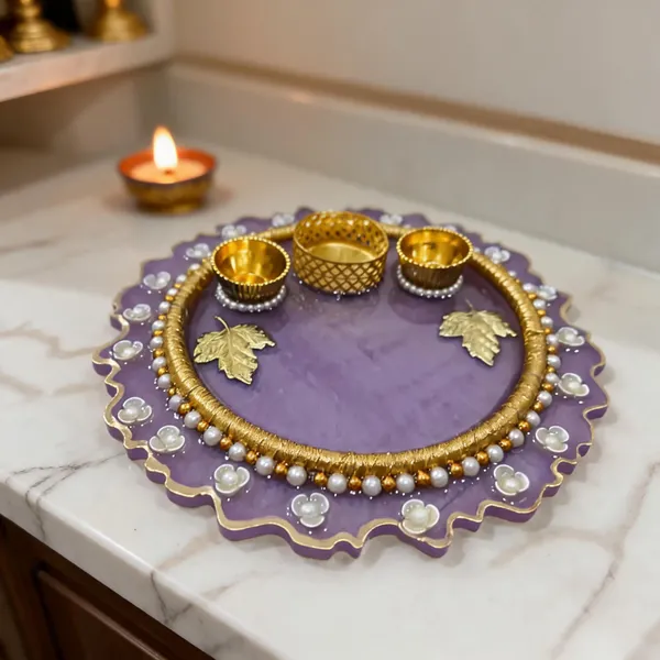 Purple_Decorative_Floral_Pooja_Thali_Set