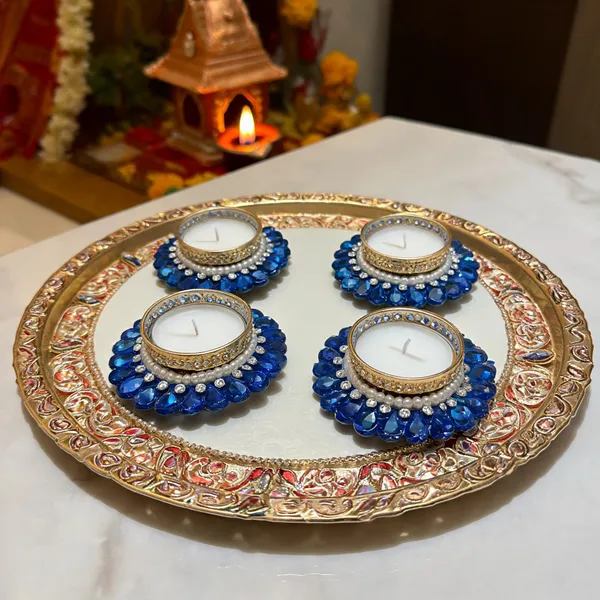 Blue_Beaded_Decorative_Tealight_Candle_Holders_Set_Of_4
