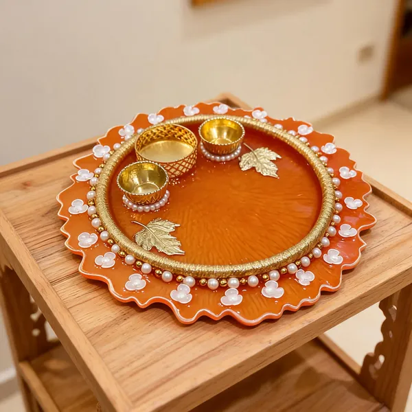 Orange_Traditional_Floral_Pooja_Thali_Set