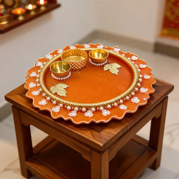 Orange_Traditional_Floral_Pooja_Thali_Set
