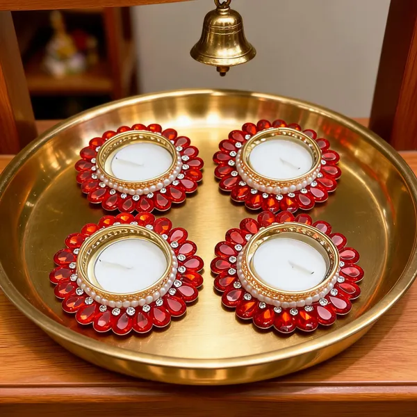 Gold_Tone_Red_Stone_Decorative_Diya_Set_Of_4