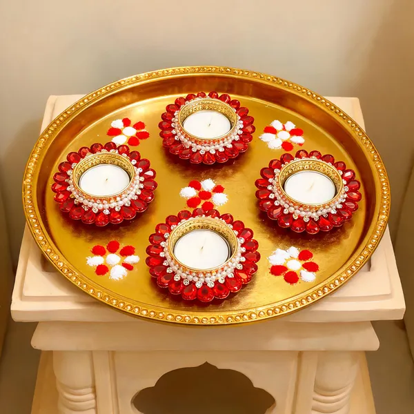Gold_Tone_Red_Stone_Decorative_Diya_Set_Of_4