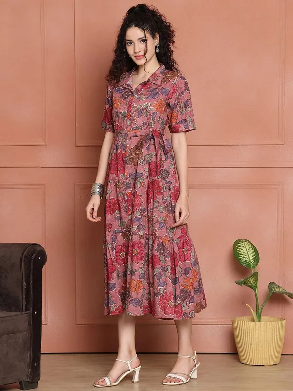 Women's_Cotton_Printed_A-Line_Midi_Dress_|_Short_Sleeve_Flared_Gown_Dress_(Pink)_-_XXL