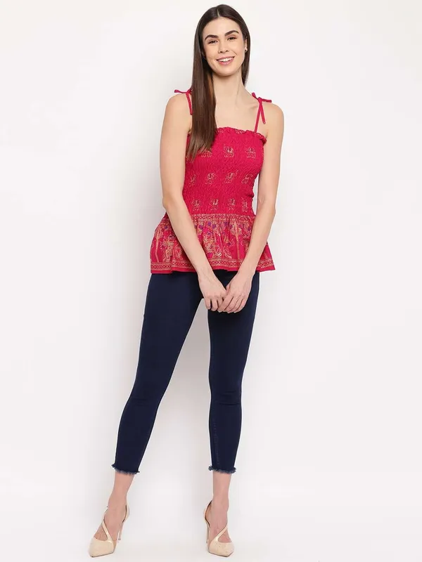 Women's_Rayon_Elephant_Print_Casual_Summer_Style_Tie_Shoulder_Straps_Free_Size_Tank_Top_(_Maroon_Gold_Pattern)