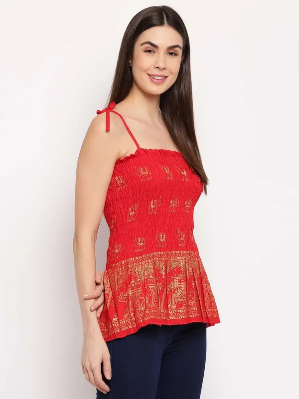 Women's_Rayon_Elephant_Print_Casual_Summer_Style_Tie_Shoulder_Straps_Free_Size_Tank_Top_(_Red_Gold_Pattern)