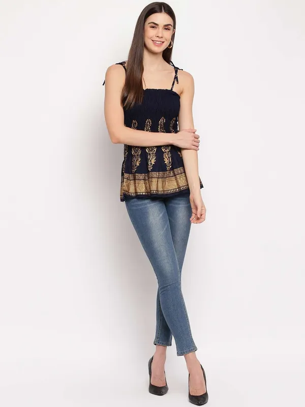 Women's_Rayon_Buta_Printed_Casual_Summer_Style_Tie_Shoulder_Straps_Free_Size_Tank_Top_(_Navy_Blue_Gold_Pattern)