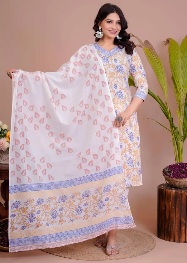 Women's_White_&_Yellow_Floral_Cotton_Straight_Kurti_with_Pant_&_Dupatta_Set_-_XXL