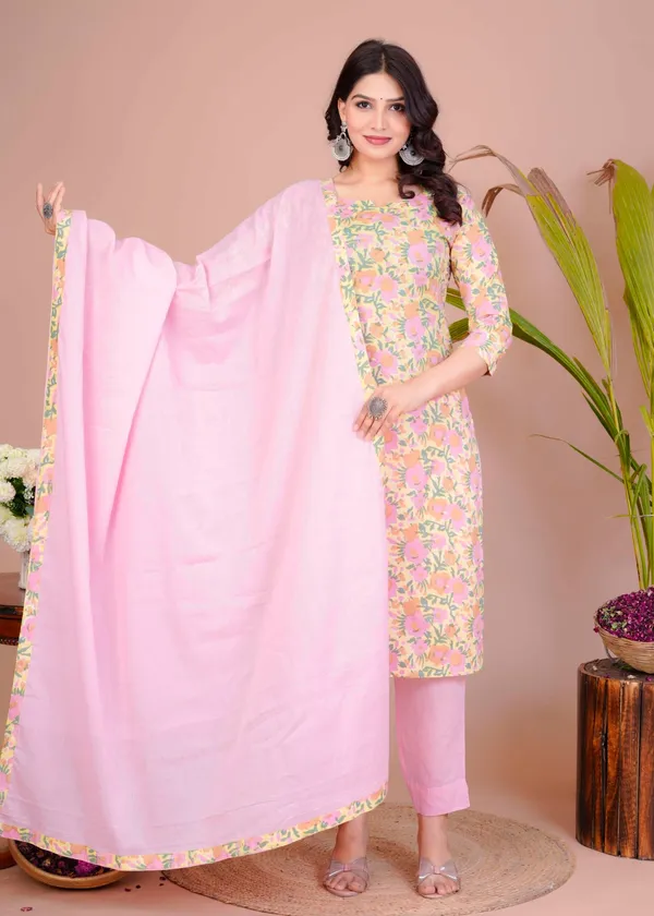 Women's_Pink_Cotton_Printed_Straight_Kurti_with_Pant_&_Dupatta_Set_-_L