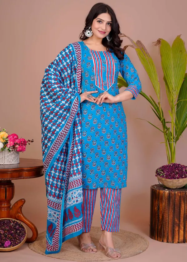 Women's_Blue_Cotton_Printed_Straight_Kurti_with_Pant_&_Dupatta_Set_-_M