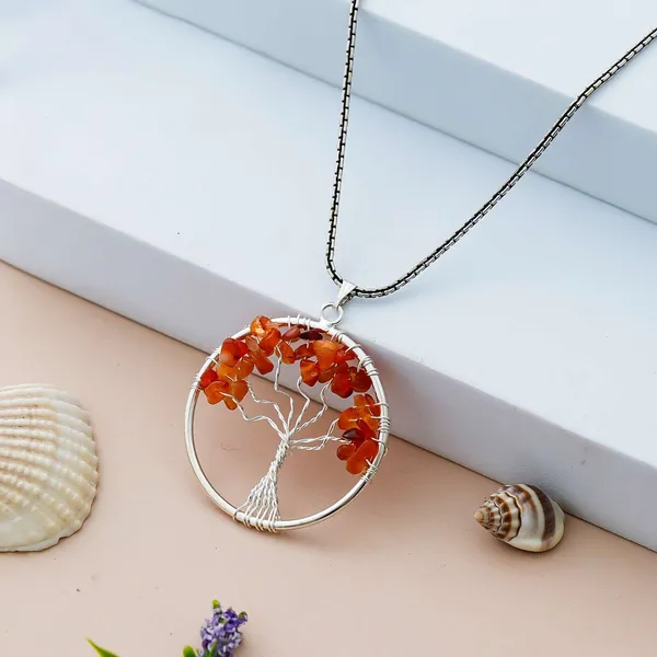 Carnelian_Pendant_Tree_of_Life_Crystal_Stone_Pendant_Locket_with_Metal_Chain_for__Healing_Crystal_Healing_Gemstone_Size_35-40_mm_Carnelian