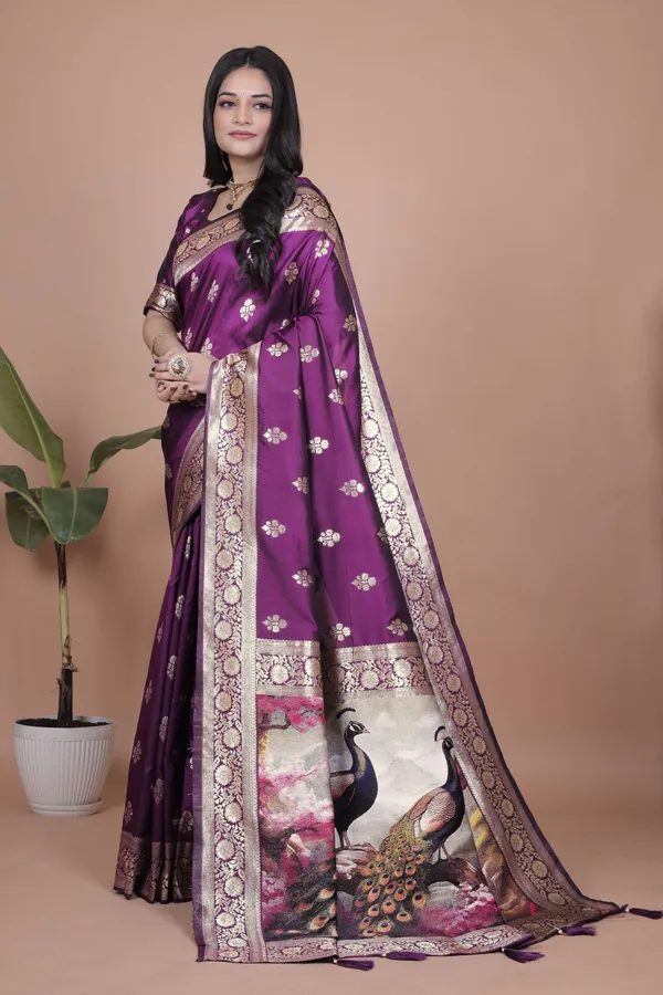 Royal_Purple_Banarasi_Silk_Saree_with_Golden_Zari_&_Peacock_Pallu_|_Wedding,_Festive_&_Traditional_Wear