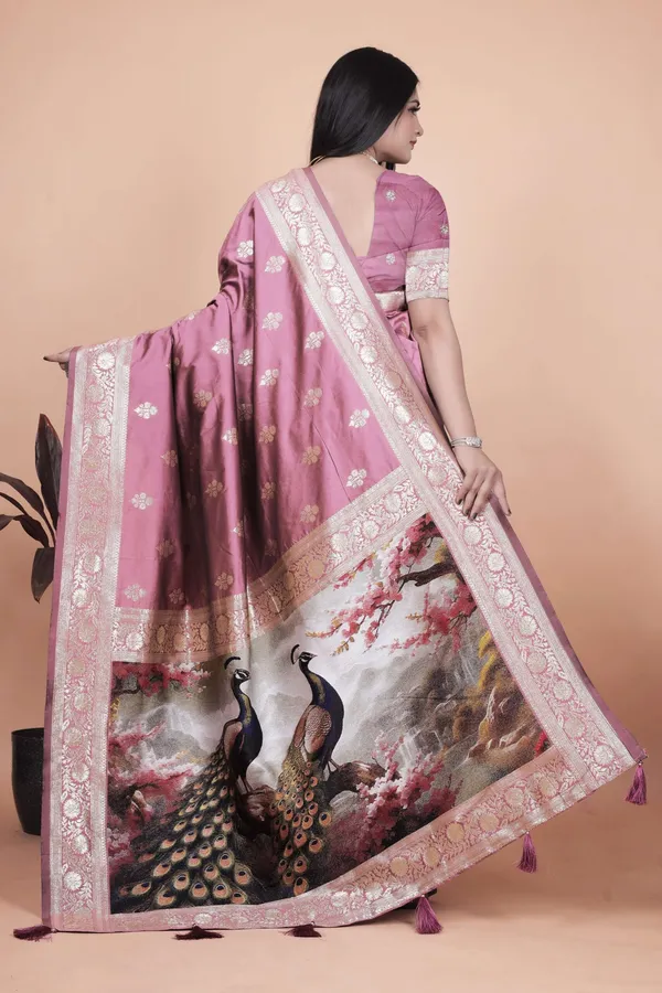 Rosewood_Pink_Banarasi_Silk_Saree_with_Golden_Zari_&_Peacock_Pallu_|_Wedding,_Festive_&_Traditional_Wear