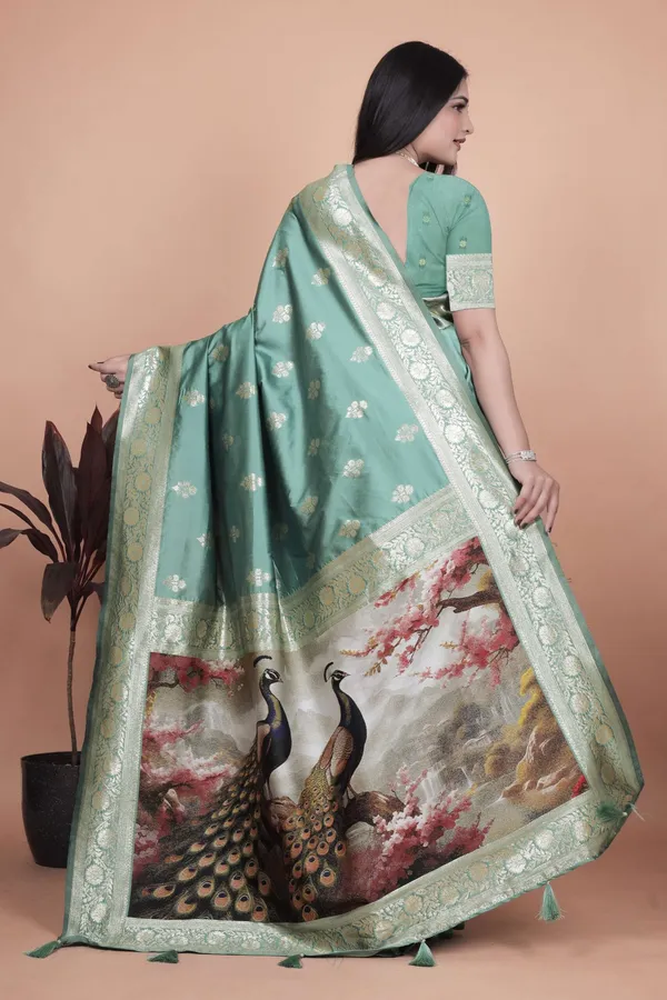 Elegant_Sea_Green_Silk_Saree_with_Golden_Zari_&_Peacock_Motif_Pallu_|_Wedding,_Festive_&_Traditional_Wear