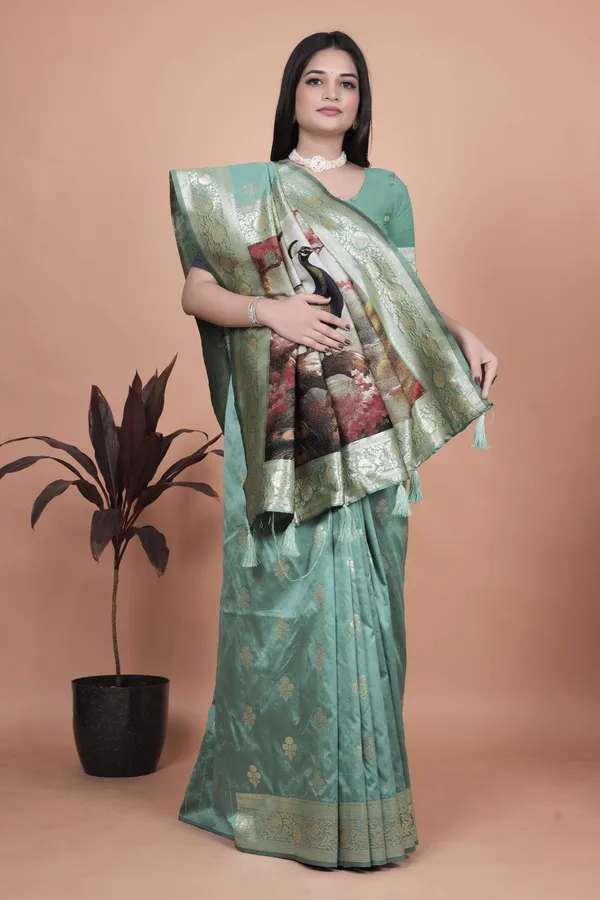 Elegant_Sea_Green_Silk_Saree_with_Golden_Zari_&_Peacock_Motif_Pallu_|_Wedding,_Festive_&_Traditional_Wear