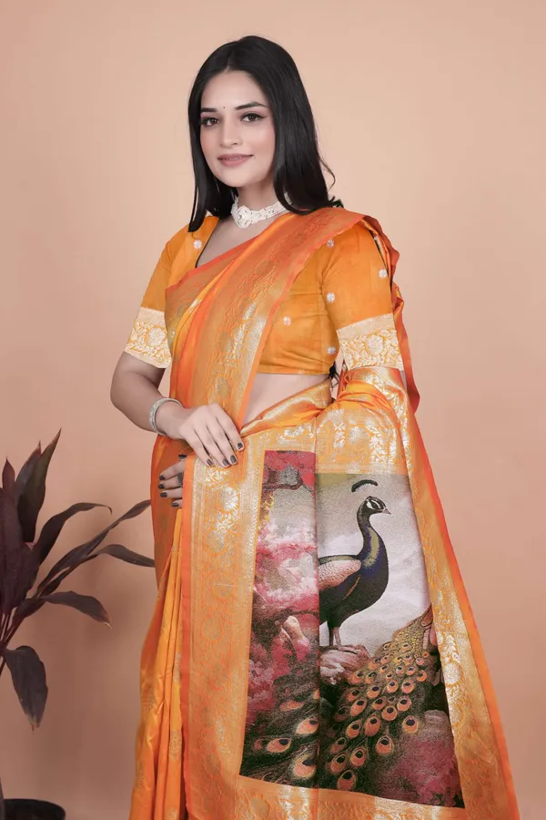 Radiant_Orange_Silk_Saree_with_Golden_Zari_&_Peacock_Pallu_|_Festive,_Wedding_&_Traditional_Wear