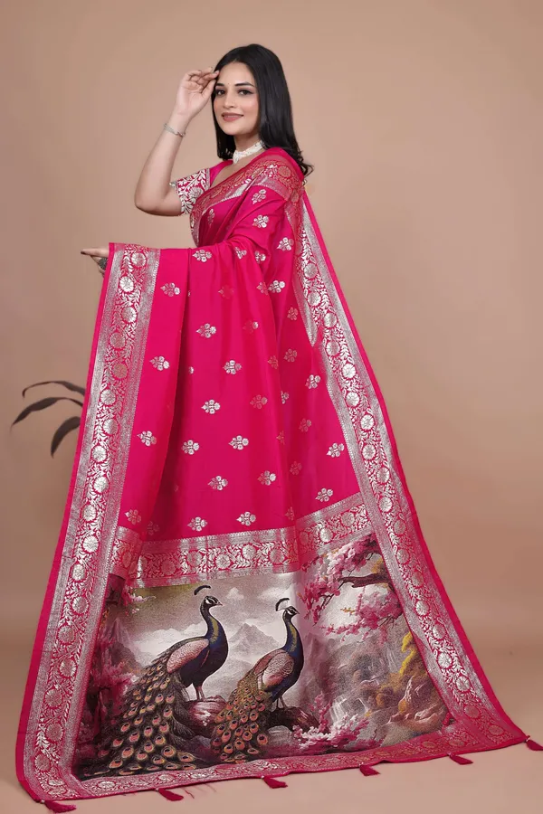 Majestic_Magenta_Silk_Saree_with_Silver_Zari_&_Twin_Peacock_Pallu_|_Wedding,_Festive_&_Traditional_Wear