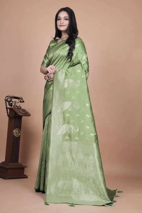 Lime_Green_Banarasi_Silk_Saree_with_Golden_Zari_&_Peacock_Motifs_|_Wedding,_Festive_&_Traditional_Wear_|_Designer_Saree
