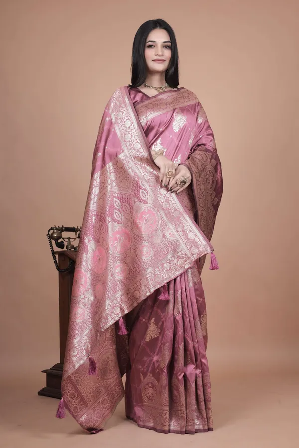Rose_Pink_Banarasi_Silk_Saree_with_Silver_Zari_|_Floral_&_Paisley_Motifs_|_Wedding,_Festive_&_Traditional_Wear