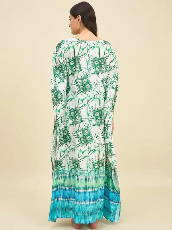 Women's_Cotton_Tie_Dye_Print_Flowing_Bell_Sleeves_Full_Length_Kaftan_Drees_Casual_Beach_Wear_(_Green_White_)_-_M