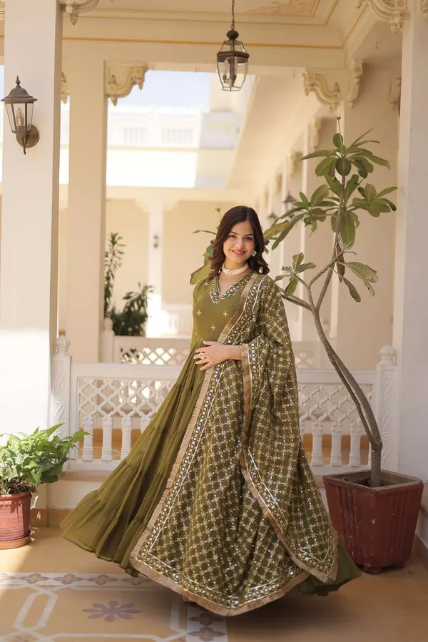 Mehandi_Designer_Faux_Georgette_Gown_with_Sequined_Dupatta_?_Elegant_Festive_&_Party_Wear_Set_-_L