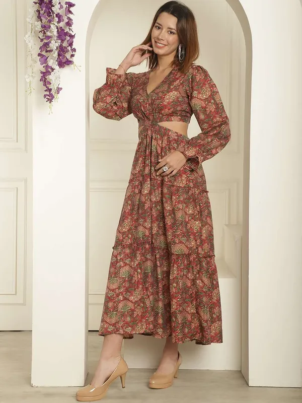 Women's_Silk_Printed_V-Neck_Long_Bell_Sleeves_Tiered_Maxi_Dress_Gown_(Dark-Maroon)_-_L