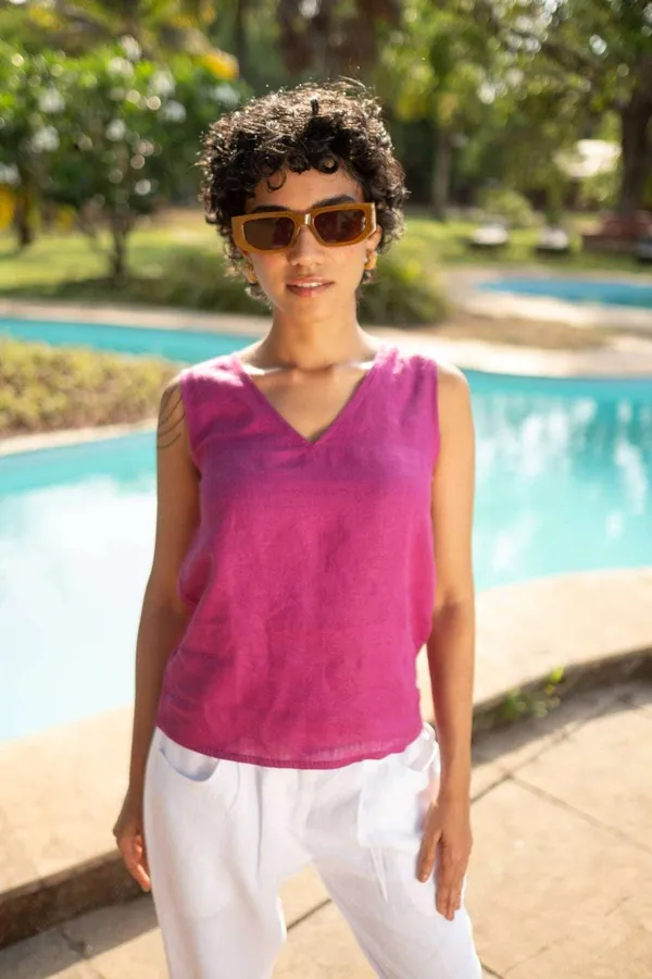 Women's_Cotton_Solid_V_Neck_Sleeveless_2_Piece_Outfit_Loose_Tank_Top_and_Wide_Leg_Palazzo_Pants_Sets_cord_set_(_Purple_White_)_-_M