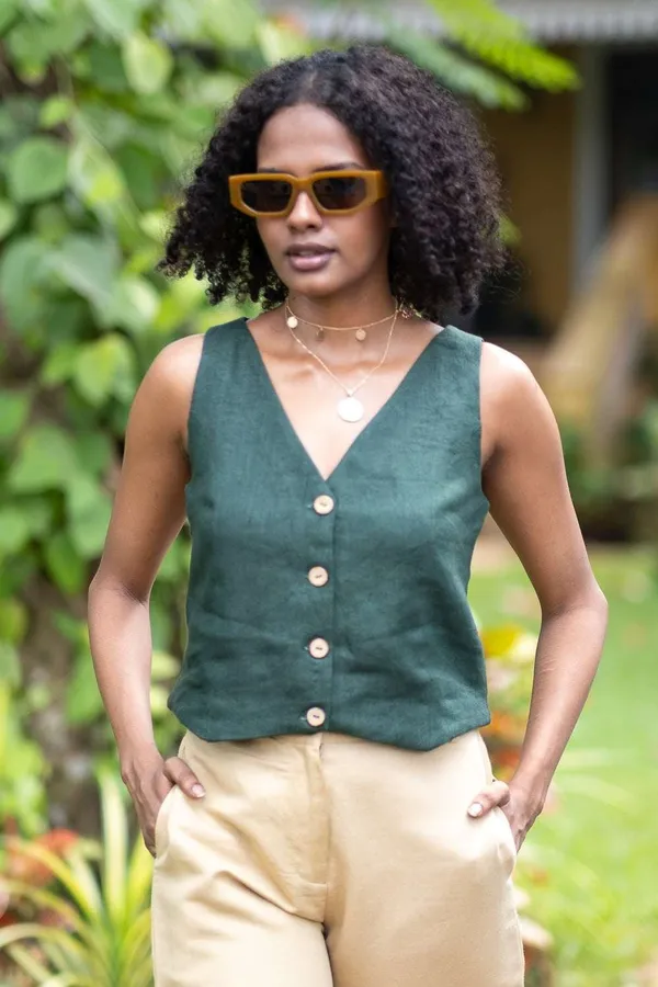 Women's_Cotton_Solid_V_Neck_Sleeveless_2_Piece_Outfit_Loose_Tank_Top_and_Wide_Leg_Palazzo_Pants_Sets_cord_set_(_Green_)_-_M