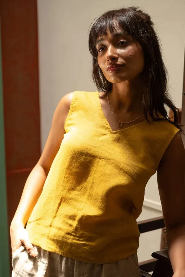Women's_Cotton_Solid_V_Neck_Sleeveless_2_Piece_Outfit_Loose_Tank_Top_and_Wide_Leg_Palazzo_Pants_Sets_cord_set_(_Yellow_)_-_XXL