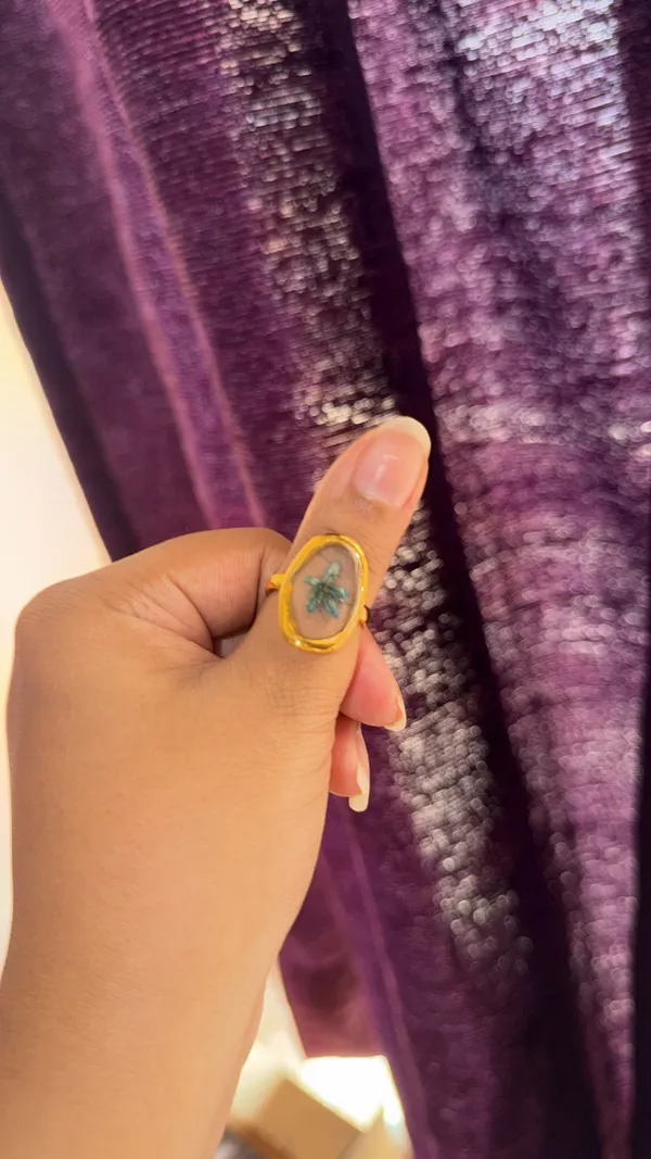 Green_Stainless_Steel_Resin_Floral_Ring_For_Women