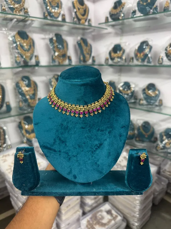 Purple_&_Gold_Heavy_Brass_Choker_Necklace_Set_For_Women