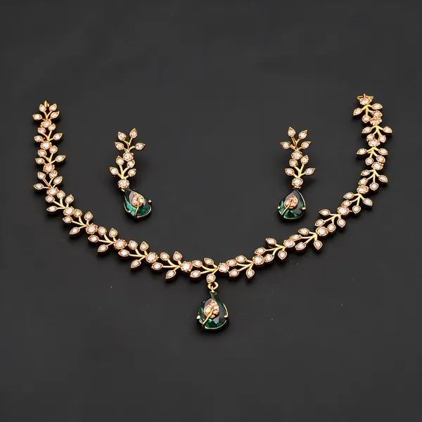 Gold_Ad_Alloy_Leaf_Floral_Necklace_Set_For_Women