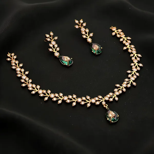 Gold_Ad_Alloy_Leaf_Floral_Necklace_Set_For_Women