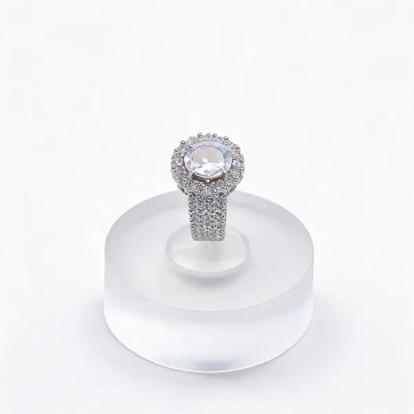 White_Artificial_Diamond_Silver-Tone_Halo_Ring_For_Women